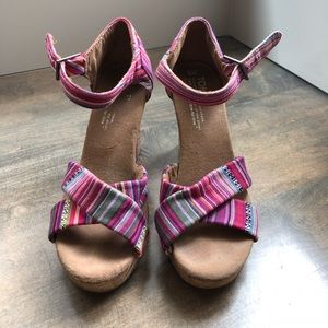 Colorful, straply TOMS wedges
